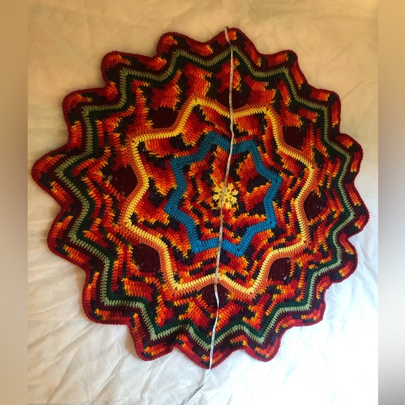 One of a kind colourful crochet bohemian star pattern throw blanket - Picture 3 of 6